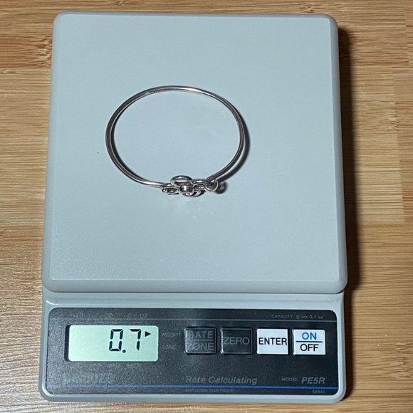 Vintage Mexico 925 Silver Flower Bangle Bracelet w/Pink Crystal Center - Picture 11 of 11